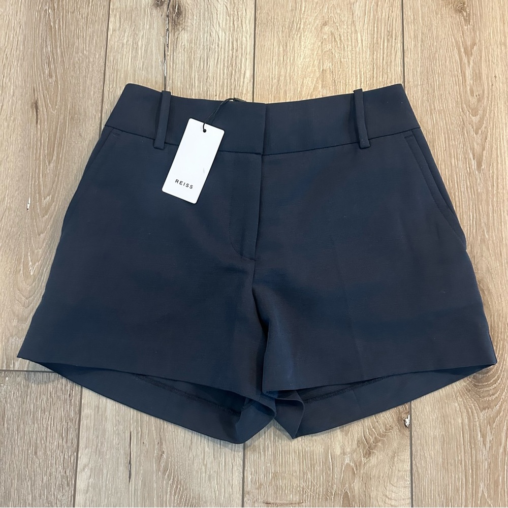 NWT Reiss Lyla Twill Shorts Navy Blue Business Casual Women Designer 0 US 4 UK